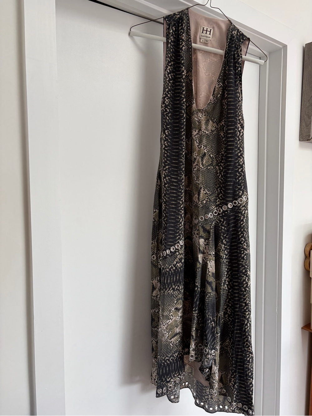 Haute Hippie Snake-Print V-Neck Maxi Dress in Brown & Black